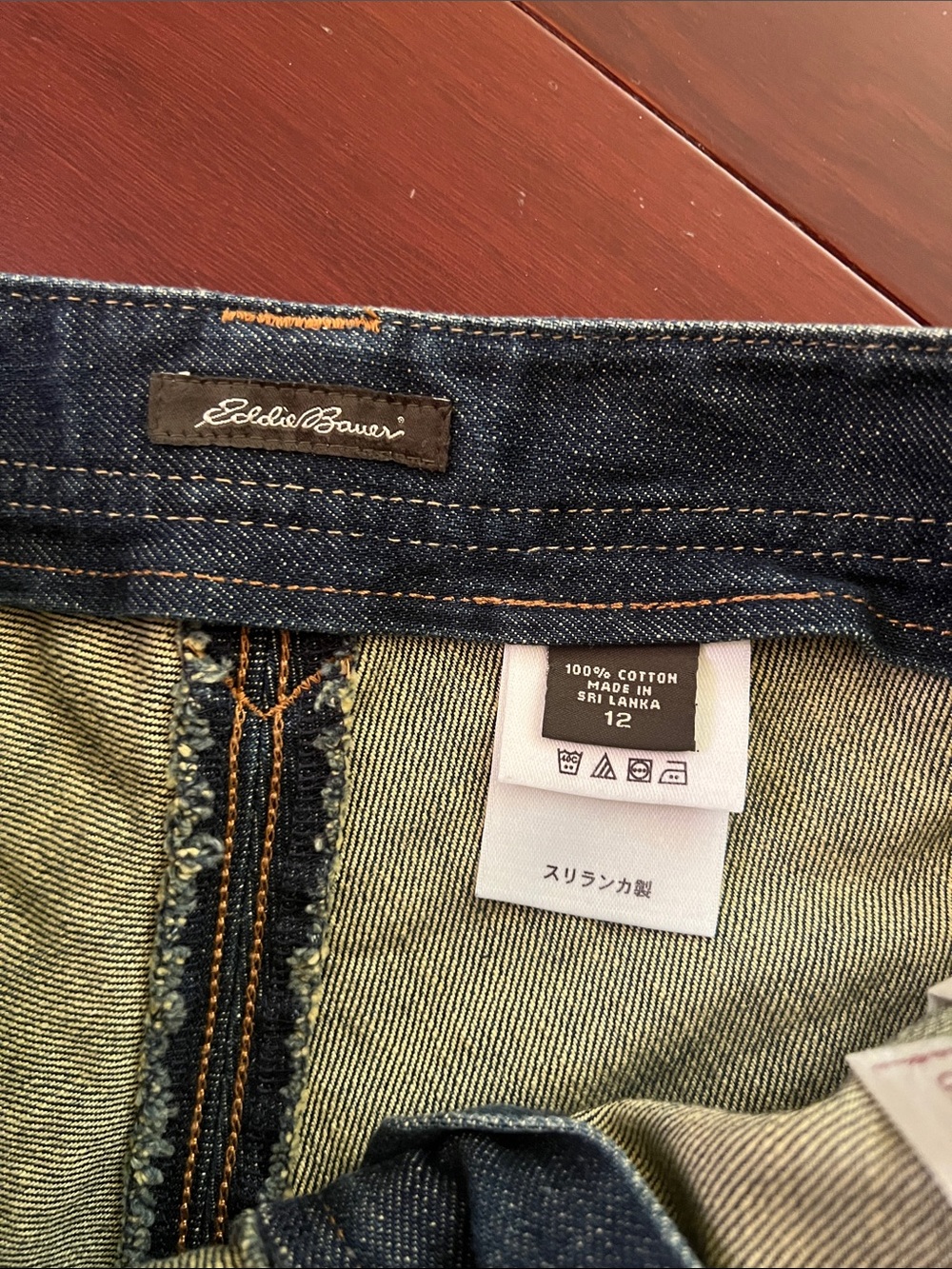 Eddie Bauer Dark Indigo Denim Skirt with Contrast Stitching size 12 - Picture 7 of 11